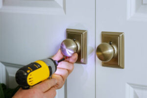 Installing a secure deadbolt lock with precision tools